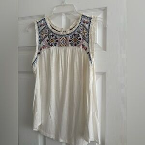 Knox Rose Cream Embroidered Sleeveless Blouse